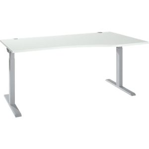 Schreibtisch ERGO-T 2.0, Freiform, Ansatz rechts, T-Fuß, B 1800 x T 1000/800 x H 675-895 mm, lichtgrau/weißalu Schreibtisch ERGO-T 2.0, Freiform, Ansatz rechts, T-Fuß, B 1800 x T 1000/800 x H 675-895 mm, lichtgrau/weißalu