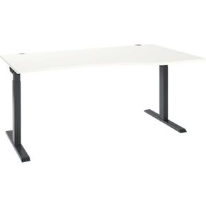 Schreibtisch ERGO-T 2.0, Freiform, Ansatz rechts, T-Fuß, B 1800 x T 1000/800 x H 675-895 mm, weiß/anthrazit Schreibtisch ERGO-T 2.0, Freiform, Ansatz rechts, T-Fuß, B 1800 x T 1000/800 x H 675-895 mm, weiß/anthrazit