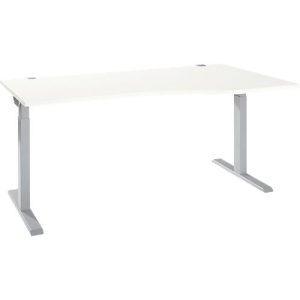 Schreibtisch ERGO-T 2.0, Freiform, Ansatz rechts, T-Fuß, B 1800 x T 1000/800 x H 675-895 mm, weiß/weißalu Schreibtisch ERGO-T 2.0, Freiform, Ansatz rechts, T-Fuß, B 1800 x T 1000/800 x H 675-895 mm, weiß/weißalu