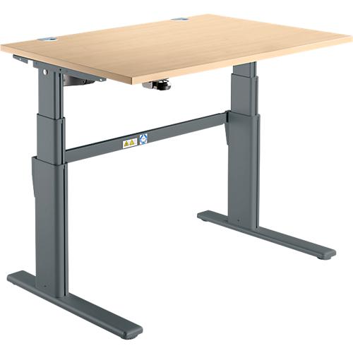 Schreibtisch Komfort, elektrisch höhenverstellbar, Rechteck, C-Fuß, B 1200 x T 800 x H 655-1305 mm, Ahorn/anthrazit