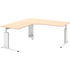 Schreibtisch mit Ansatztisch links BARI, C-Fuß, Form B, Freiform, B 1800 mm, Ahorn-Dekor Schreibtisch mit Ansatztisch links BARI, C-Fuß, Form B, Freiform, B 1800 mm, Ahorn-Dekor
