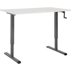 Schreibtisch Multiflex, manuell höhenverstellbar mit Kurbel, B 1200 x T 800 x H 700-1180 mm, lichtgrau/anthrazit