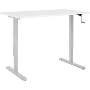 Schreibtisch Multiflex, manuell höhenverstellbar mit Kurbel, B 1200 x T 800 x H 700-1180 mm, weiß/weißalu Schreibtisch Multiflex, manuell höhenverstellbar mit Kurbel, B 1200 x T 800 x H 700-1180 mm, weiß/weißalu
