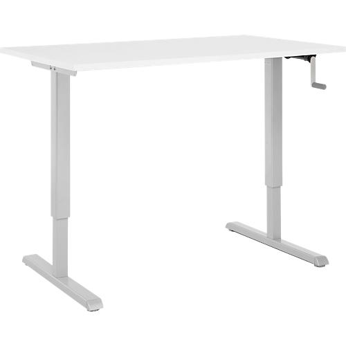 Schreibtisch Multiflex, manuell höhenverstellbar mit Kurbel, B 1200 x T 800 x H 700-1180 mm, weiß/weißalu