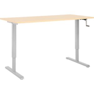 Schreibtisch Multiflex, manuell höhenverstellbar mit Kurbel, B 1600 x T 800 x H 700-1180 mm, Ahorn/weißalu Schreibtisch Multiflex, manuell höhenverstellbar mit Kurbel, B 1600 x T 800 x H 700-1180 mm, Ahorn/weißalu