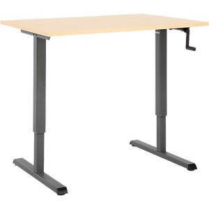 Schreibtisch Multiflex, manuell höhenverstellbar mit Kurbel, B 800 x T 800 x H 700-1180 mm, Ahorn/anthrazit