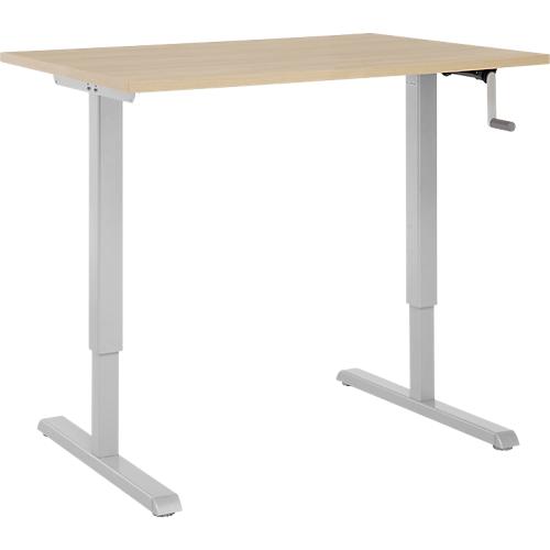 Schreibtisch Multiflex, manuell höhenverstellbar mit Kurbel, B 800 x T 800 x H 700-1180 mm, Eiche/weißalu