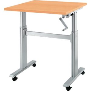 Schreibtisch Multitable, manuell höhenverstellbar, Quadrat, T-Fuß, B 800 x T 800 x H 708-1118 mm, Buche/weißaluminium Schreibtisch Multitable, manuell höhenverstellbar, Quadrat, T-Fuß, B 800 x T 800 x H 708-1118 mm, Buche/weißaluminium