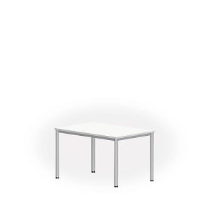 Schreibtisch NEVADA, 4-Fuß, Rechteck, Rundrohr, B 1200 x T 800 x H 740 mm, weiß/alusilber Schreibtisch NEVADA, 4-Fuß, Rechteck, Rundrohr, B 1200 x T 800 x H 740 mm, weiß/alusilber
