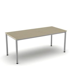 Schreibtisch NEVADA, 4-Fuß, Rechteck, Rundrohr, B 1800 x T 800 x H 740 mm, Ahorn/alusilber Schreibtisch NEVADA, 4-Fuß, Rechteck, Rundrohr, B 1800 x T 800 x H 740 mm, Ahorn/alusilber