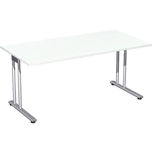 Schreibtisch PALENQUE, C-Fuß, Rechteck, B 1600 x T 800 x H 680-820 mm, weiß