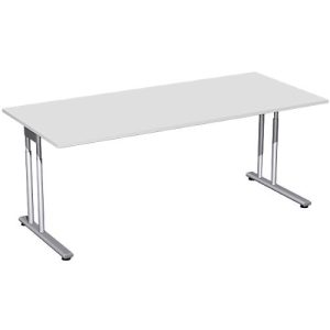 Schreibtisch PALENQUE, C-Fuß, Rechteck, B 1800 x T 800 x H 680-820 mm, lichtgrau Schreibtisch PALENQUE, C-Fuß, Rechteck, B 1800 x T 800 x H 680-820 mm, lichtgrau