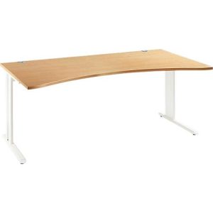 Schreibtisch Planova Basic, mit Cockpitplatte, C-Fuß, B 1800 mm, T 800/1000 mm, Buche-Dekor/weiß