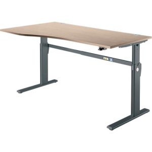 Schreibtisch Standard, elektrisch höhenverstellbar, Freiform, Ansatz links, C-Fuß, B 1800 x T 1000/800 x H 725-1185 mm, Eiche/anthrazit Schreibtisch Standard, elektrisch höhenverstellbar, Freiform, Ansatz links, C-Fuß, B 1800 x T 1000/800 x H 725-1185 mm, Eiche/anthrazit