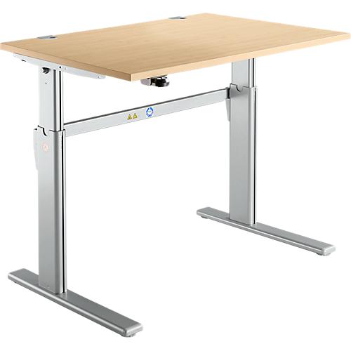Schreibtisch Standard, elektrisch höhenverstellbar, Rechteck, C-Fuß, B 1200 x T 800 x H 725-1185 mm, Ahorn/weißaluminium RAL 9006