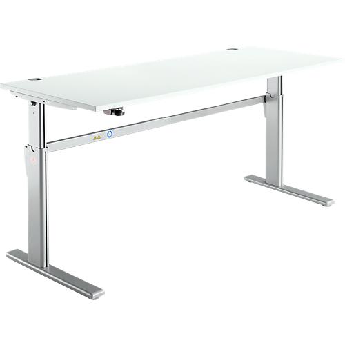 Schreibtisch Standard, elektrisch höhenverstellbar, Rechteck, C-Fuß, B 1800 x T 800 x H 725-1185 mm, lichtgrau/weißaluminium RAL 9006