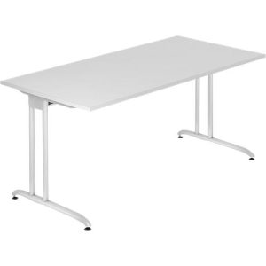 Schreibtisch TARA, C-Fuß, Rechteck, B 1600 x T 800 x H 720 mm, lichtgrau Schreibtisch TARA, C-Fuß, Rechteck, B 1600 x T 800 x H 720 mm, lichtgrau