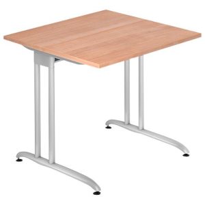 Schreibtisch TARA, C-Fuß, Rechteck, B 800 x T 800 x H 720 mm, Nussbaum-Dekor
