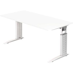 Schreibtisch TARVIS, C-Fuß, Quadrat, B 1600 mm, Gestell weiß, höhenverstellbar, weiß