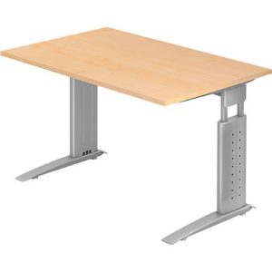 Schreibtisch TARVIS, C-Fuß, Rechteck, B 1200 mm, Gestell silber, höhenverstellbar, Ahorn Schreibtisch TARVIS, C-Fuß, Rechteck, B 1200 mm, Gestell silber, höhenverstellbar, Ahorn