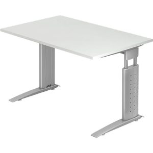 Schreibtisch TARVIS, C-Fuß, Rechteck, B 1200 mm, Gestell silber, höhenverstellbar, lichtgrau Schreibtisch TARVIS, C-Fuß, Rechteck, B 1200 mm, Gestell silber, höhenverstellbar, lichtgrau