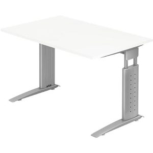 Schreibtisch TARVIS, C-Fuß, Rechteck, B 1200 mm, Gestell silber, höhenverstellbar, weiß Schreibtisch TARVIS, C-Fuß, Rechteck, B 1200 mm, Gestell silber, höhenverstellbar, weiß