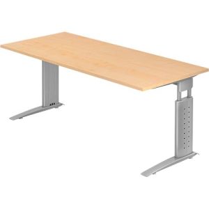 Schreibtisch TARVIS, C-Fuß, Rechteck, B 1800 mm, Gestell silber, höhenverstellbar, Ahorn-Dekor Schreibtisch TARVIS, C-Fuß, Rechteck, B 1800 mm, Gestell silber, höhenverstellbar, Ahorn-Dekor