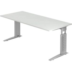 Schreibtisch TARVIS, C-Fuß, Rechteck, B 1800 mm, Gestell silber, höhenverstellbar, lichtgrau Schreibtisch TARVIS, C-Fuß, Rechteck, B 1800 mm, Gestell silber, höhenverstellbar, lichtgrau