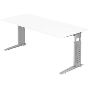 Schreibtisch TARVIS, C-Fuß, Rechteck, B 1800 mm, Gestell silber, höhenverstellbar, weiß Schreibtisch TARVIS, C-Fuß, Rechteck, B 1800 mm, Gestell silber, höhenverstellbar, weiß