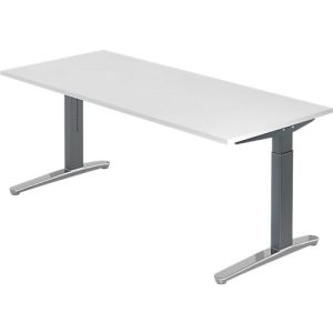 Schreibtisch TOPAS LINE, manuell höheneinstellbar, B 1800 mm, weiß/graphit/alu poliert