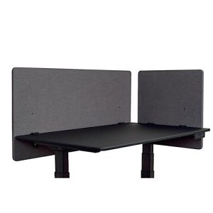 Schreibtisch-Trennwand Luxor, Klammerbefestigung, Schalldämpfung bis 85 %, ca. 3 kg, B 600 x T 20 x H 600 mm, PET & Stahl, schiefergrau