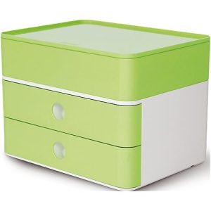 Schubladenbox HAN Allison Smart-Box Plus, 2 Schübe mit Trennwänden, Utensilienbox, stapelb., ABS-Kunststoff, grün