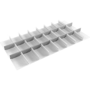 Schubladeneinsatz Treston, 7 Unterteiler & 16 Mittelplatten, B 1300 mm, für Serie 130 mit H 150/250 mm
