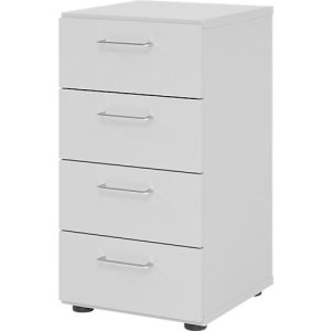 Schubladenschrank Breno, 4 Schübe, Metallgriffe, B 400 x T 420 x H 748 mm, lichtgrau/lichtgrau Schubladenschrank Breno, 4 Schübe, Metallgriffe, B 400 x T 420 x H 748 mm, lichtgrau/lichtgrau
