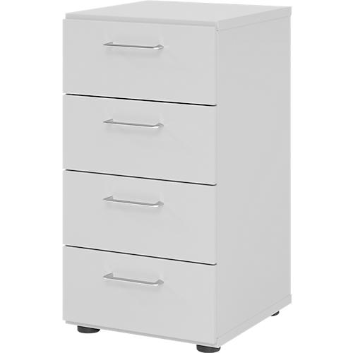 Schubladenschrank Breno, 4 Schübe, Metallgriffe, B 400 x T 420 x H 748 mm, lichtgrau/lichtgrau
