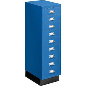 Schubladenschrank DIN A4, mit 9 Schubladen, 940 mm hoch, enzianblau