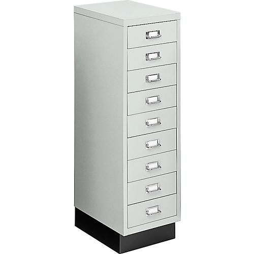Schubladenschrank DIN A4, mit 9 Schubladen, 940 mm hoch, lichtgrau