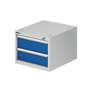 Schubladenunterbau für modulare Werkbank, Typ 2, 2 Schübe, lichtgrau RAL 7035/enzianblau RAL 5010