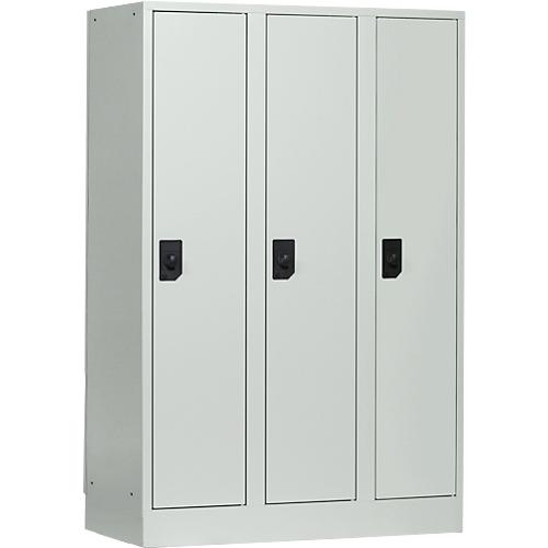 Schulspind, Abteilbreite 300 mm, Sicherheitszylinderschloss, 3 Abteile, lichtgrau/lichtgrau