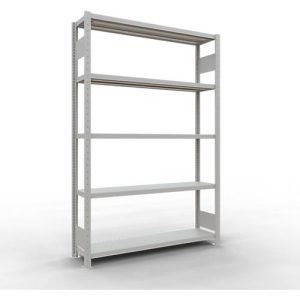 Schulte Lagertechnik Fachbodenregal-Stecksystem MULTIplus 250, Grundregal, Längenriegel, 2000x1300x300 mm, 5 Böden, lichtgrau