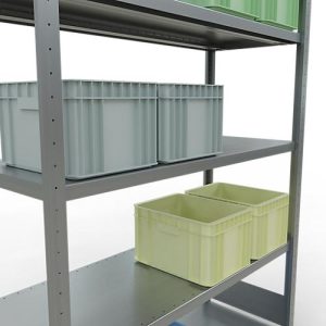 Schulte Lagertechnik Fachbodenregal-Stecksystem MULTIplus 250, Grundregal, Längenriegel, 2000x1300x500 mm, 5 Böden, verzinkt