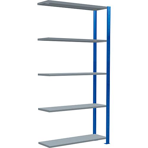 Schulte Lagertechnik Fachbodenregal Stecksystem MultiPlus250, Anbauregal, 5 Fachböden, Kreuzstrebe, B 1000 x T 300 x H 2000 mm, Enzianblau RAL 5010