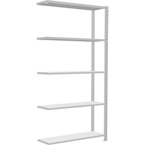 Schulte Lagertechnik Fachbodenregal Stecksystem MultiPlus250, Anbauregal, 5 Fachböden, Kreuzstrebe, B 1000 x T 300 x H 2000 mm, Lichtgrau RAL 7035