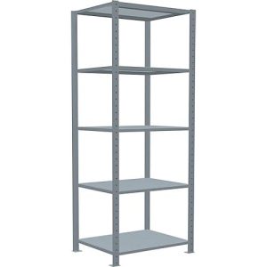 Schulte Lagertechnik Fachbodenregal Stecksystem MultiPlus250, Grundregal, 5 Fachböden, Kreuzstrebe, B 750 x T 600 x H 2000 mm, silbergrau/verzinkt