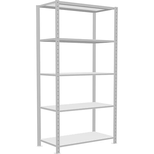 Schulte Lagertechnik Fachbodenregal Steckystem MULTIplus250, Grundregal, B 1000 x T 500 x H 2000 mm, 5 Böden, Kreuzstrebe, bis 1300 kg, lichtgrau