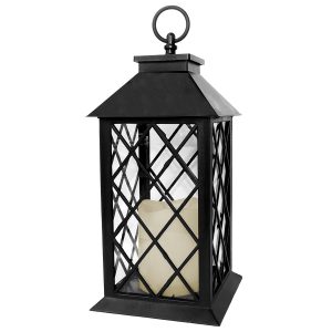 Romantische Laterne mit LED Kerze. schwarz