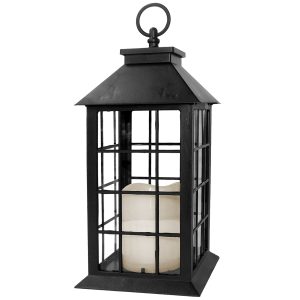 Romantische Laterne mit LED Kerze schwarz
