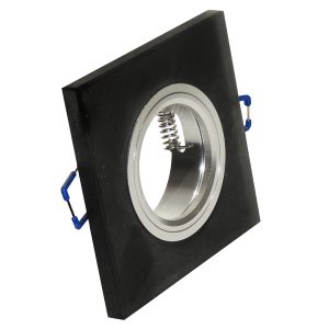 Einbaurahmen Glas 10mm. matt-schwarz. eckig. starr für GU10. MR16. 50mm