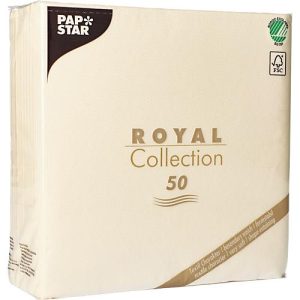 Servietten Papstar Royal Collection, 5 x 50 Stück, 1/4-Falz, Stoffoptik, 400 x 400 mm, Papier, champagner