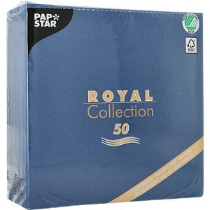 Servietten Papstar Royal Collection, 5 x 50 Stück, 1/4-Falz, Stoffoptik, 400 x 400 mm, Papier, dunkelblau Servietten Papstar Royal Collection, 5 x 50 Stück, 1/4-Falz, Stoffoptik, 400 x 400 mm, Papier, dunkelblau